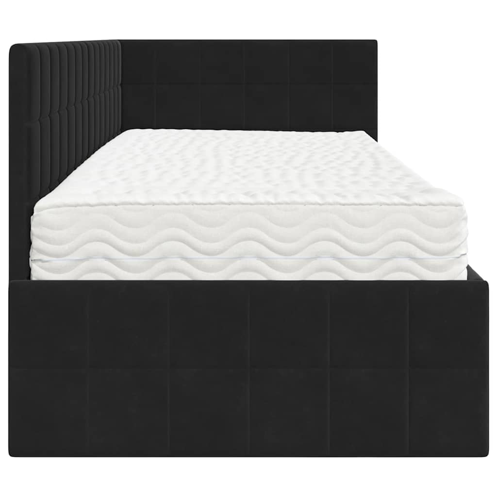 Cadre de lit d'angle avec matelas 2 pcs Noir Velours - XIOS