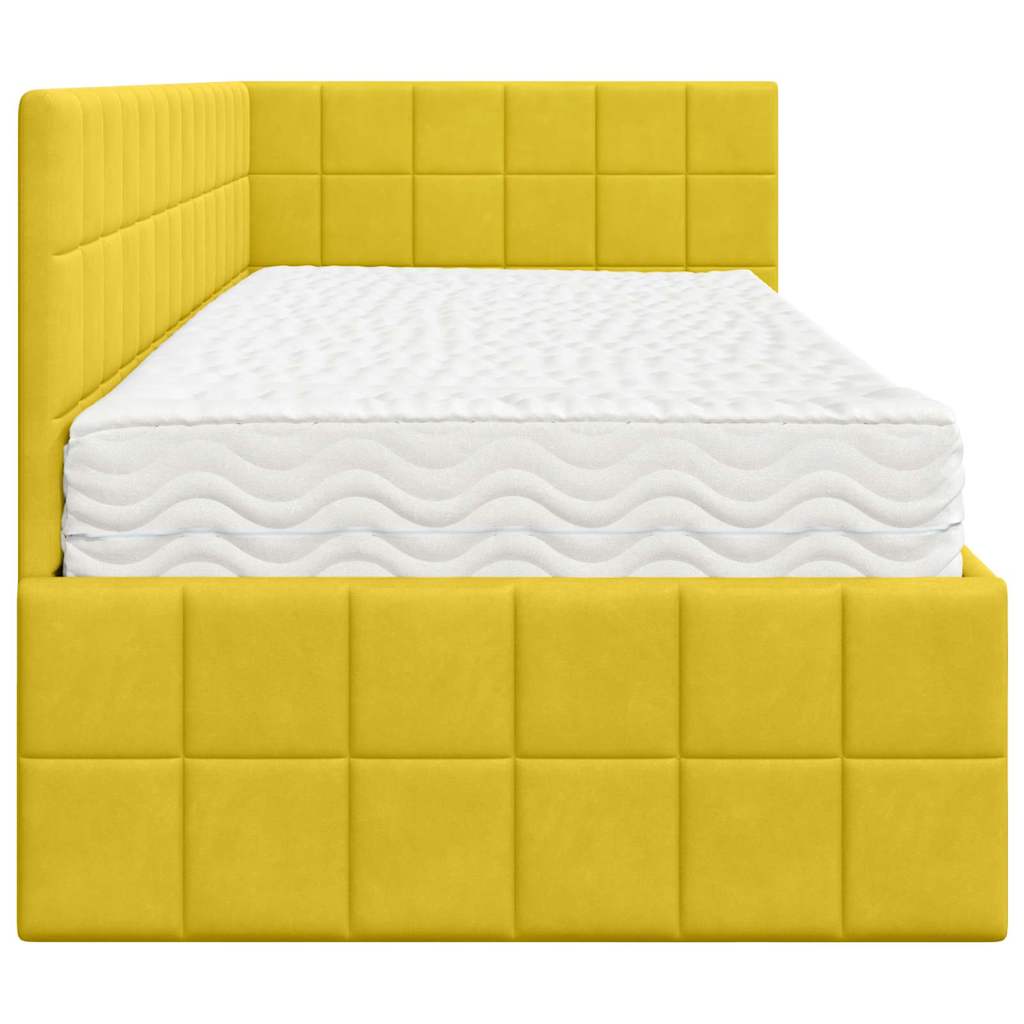 Cadre de lit d'angle avec matelas 2 pcs Jaune Velours - XIOS