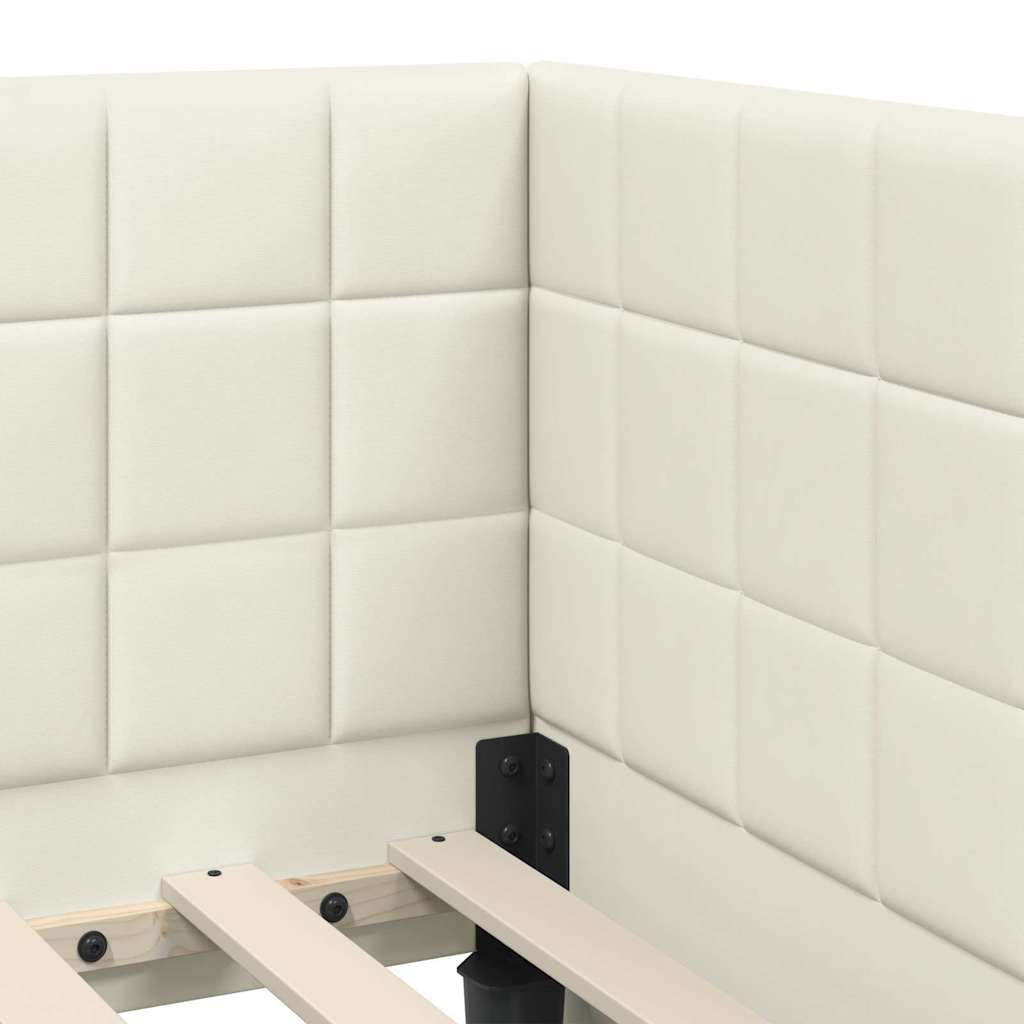 Cadre de lit d'angle avec matelas 2 pcs Crème Velours - XIOS