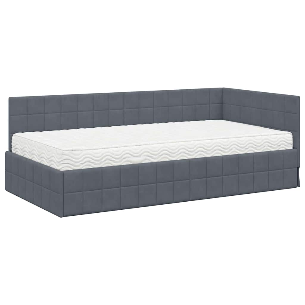 Cadre de lit d'angle avec matelas 2 pcs Gris Velours - XIOS