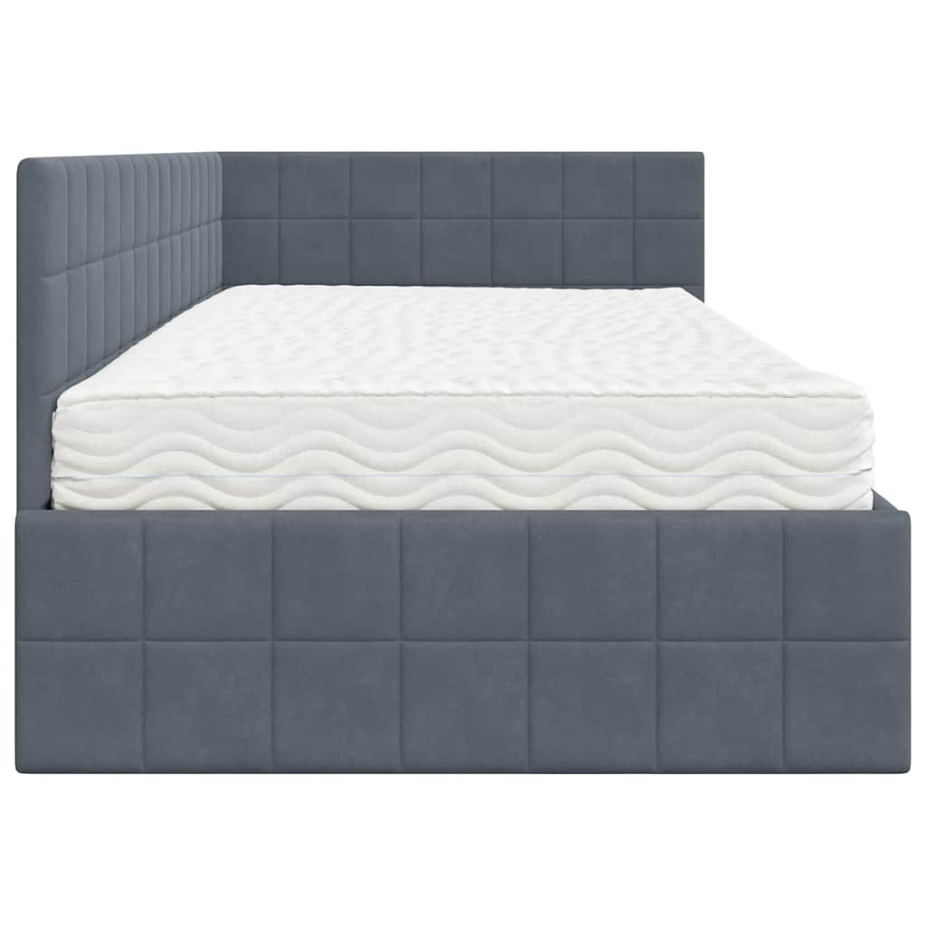 Cadre de lit d'angle avec matelas 2 pcs Gris Velours - XIOS