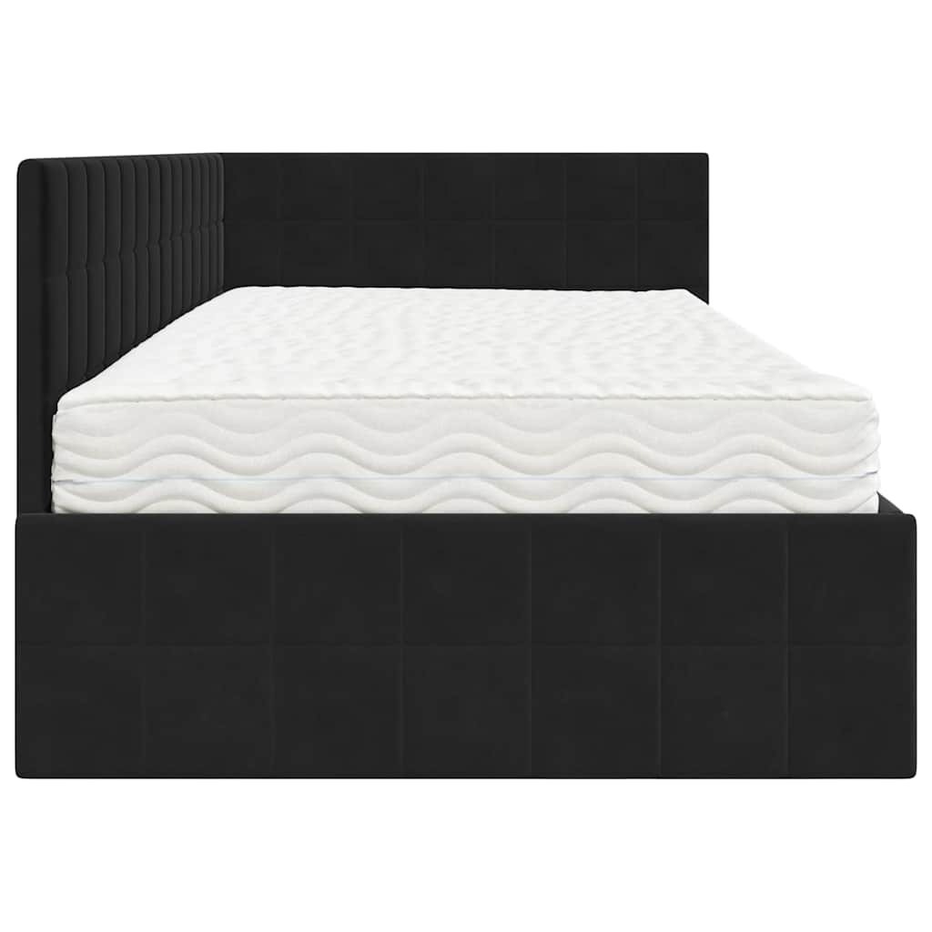 Cadre de lit d'angle avec matelas 2 pcs Noir Velours - XIOS