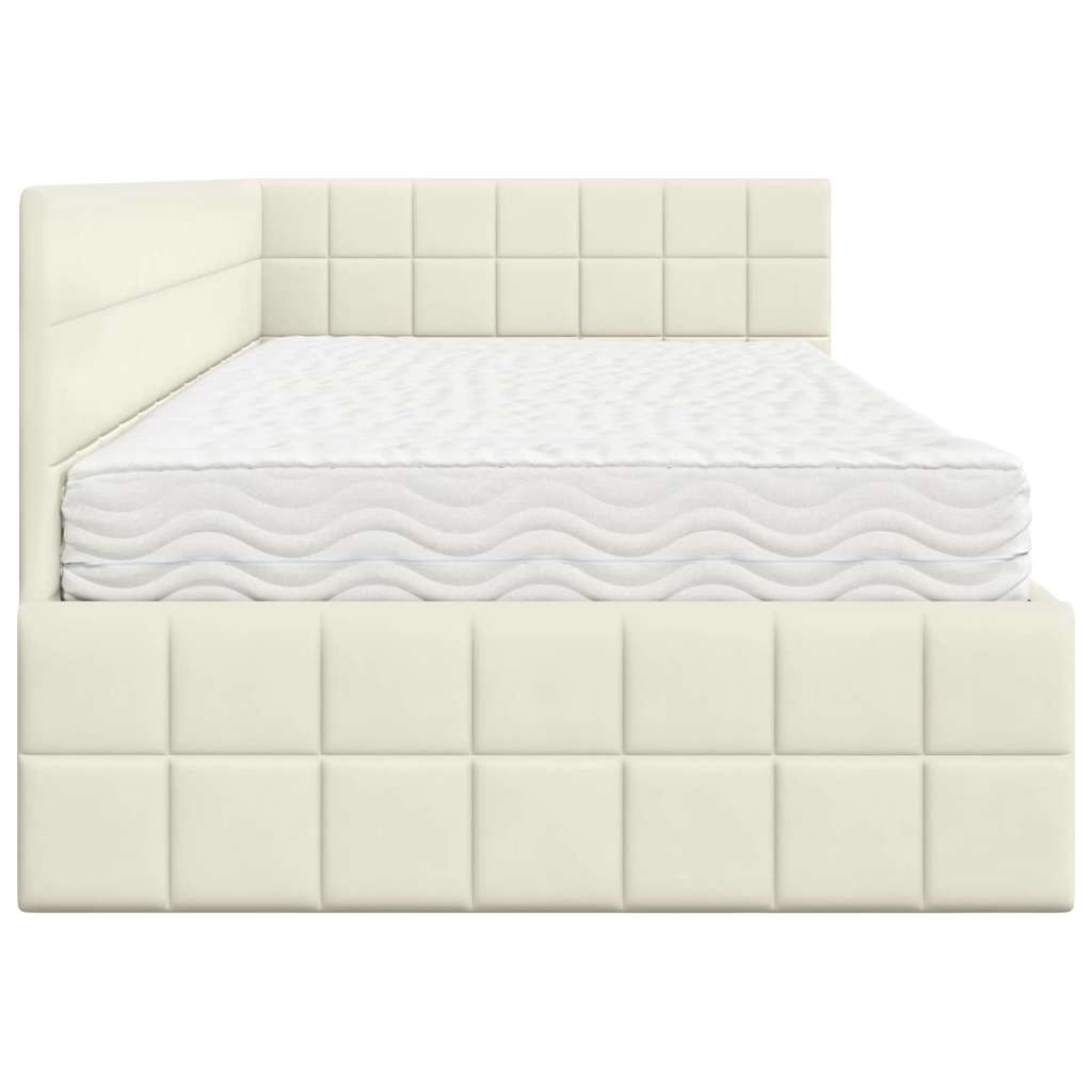 Cadre de lit d'angle avec matelas 2 pcs Crème Velours - XIOS