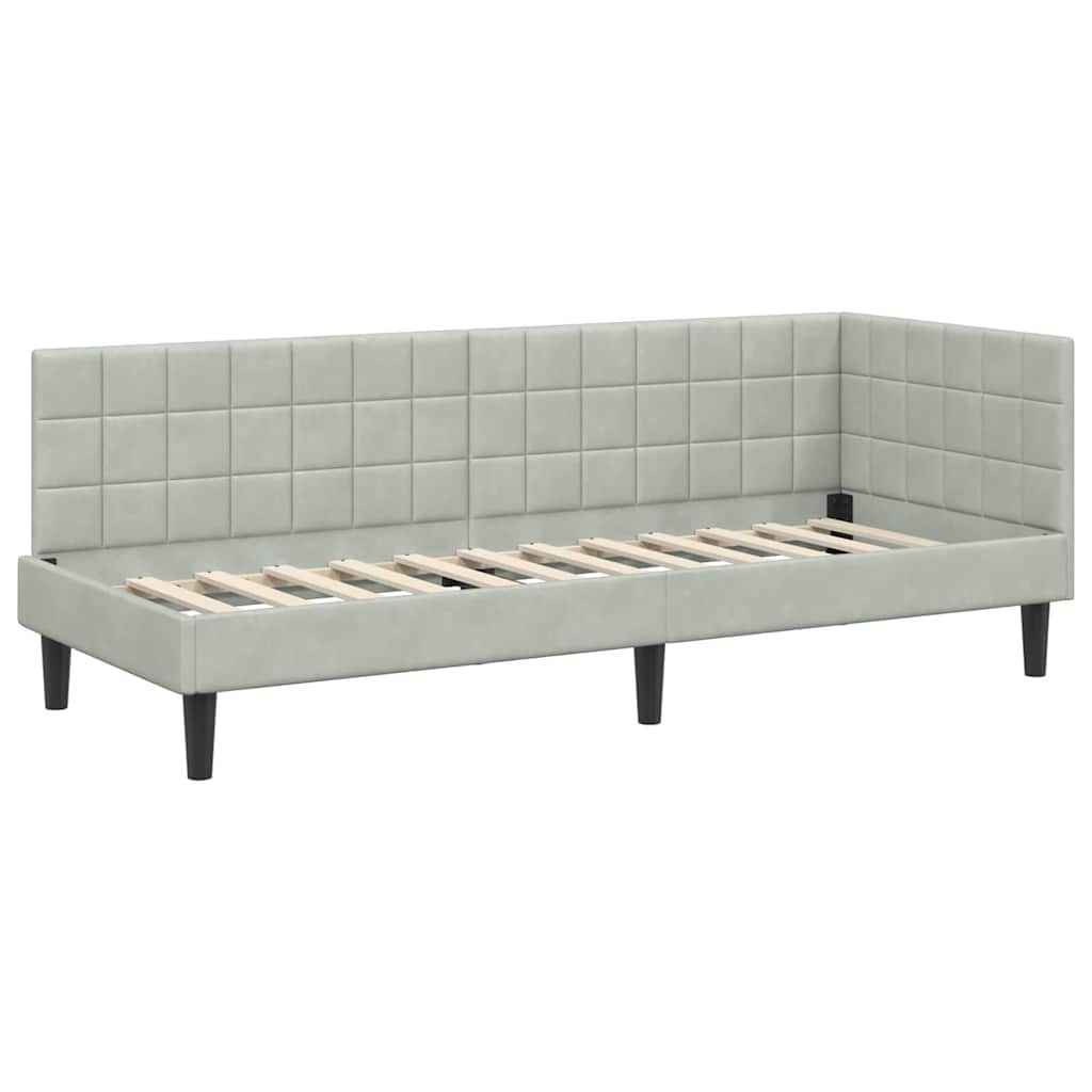 Cadre de lit d'angle avec matelas 2 pcs Gris clair Velours - XIOS