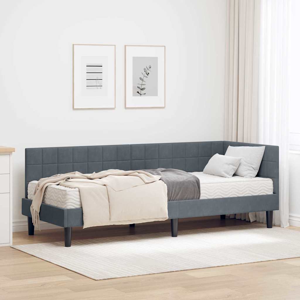 Cadre de lit d'angle avec matelas 2 pcs Gris Velours - XIOS