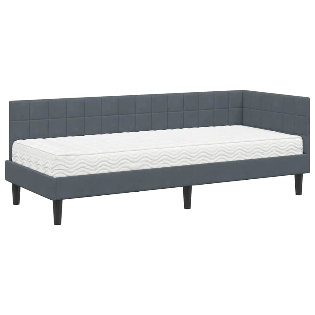 Cadre de lit d'angle avec matelas 2 pcs Gris Velours - XIOS