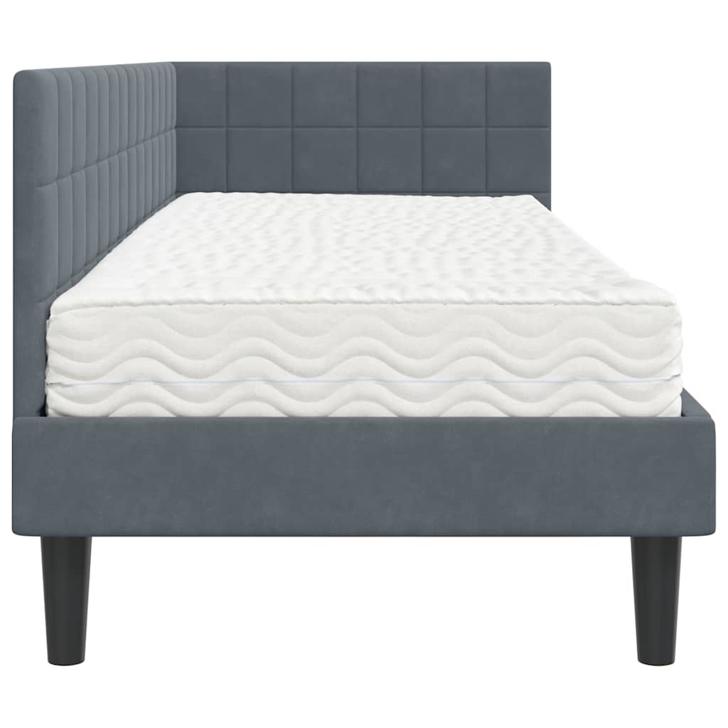 Cadre de lit d'angle avec matelas 2 pcs Gris Velours - XIOS