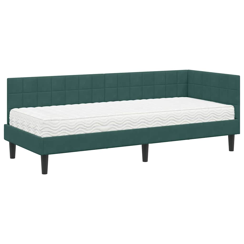 Cadre de lit d'angle avec matelas 2 pcs Vert Velours - XIOS