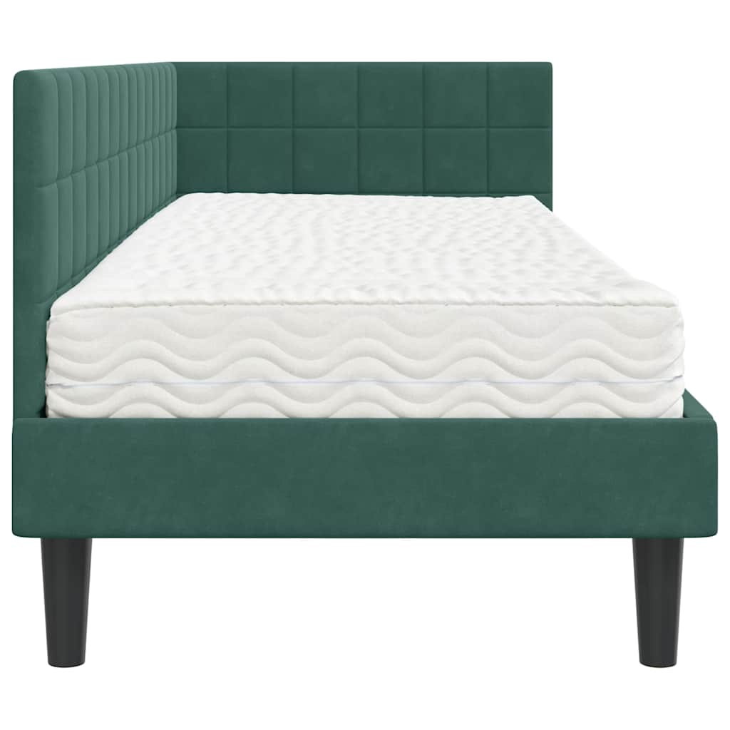 Cadre de lit d'angle avec matelas 2 pcs Vert Velours - XIOS