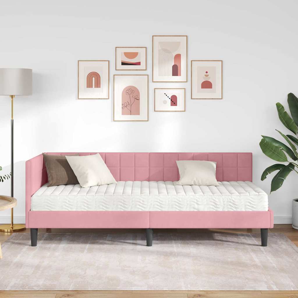 Cadre de lit d'angle avec matelas 2 pcs Gris Velours - XIOS