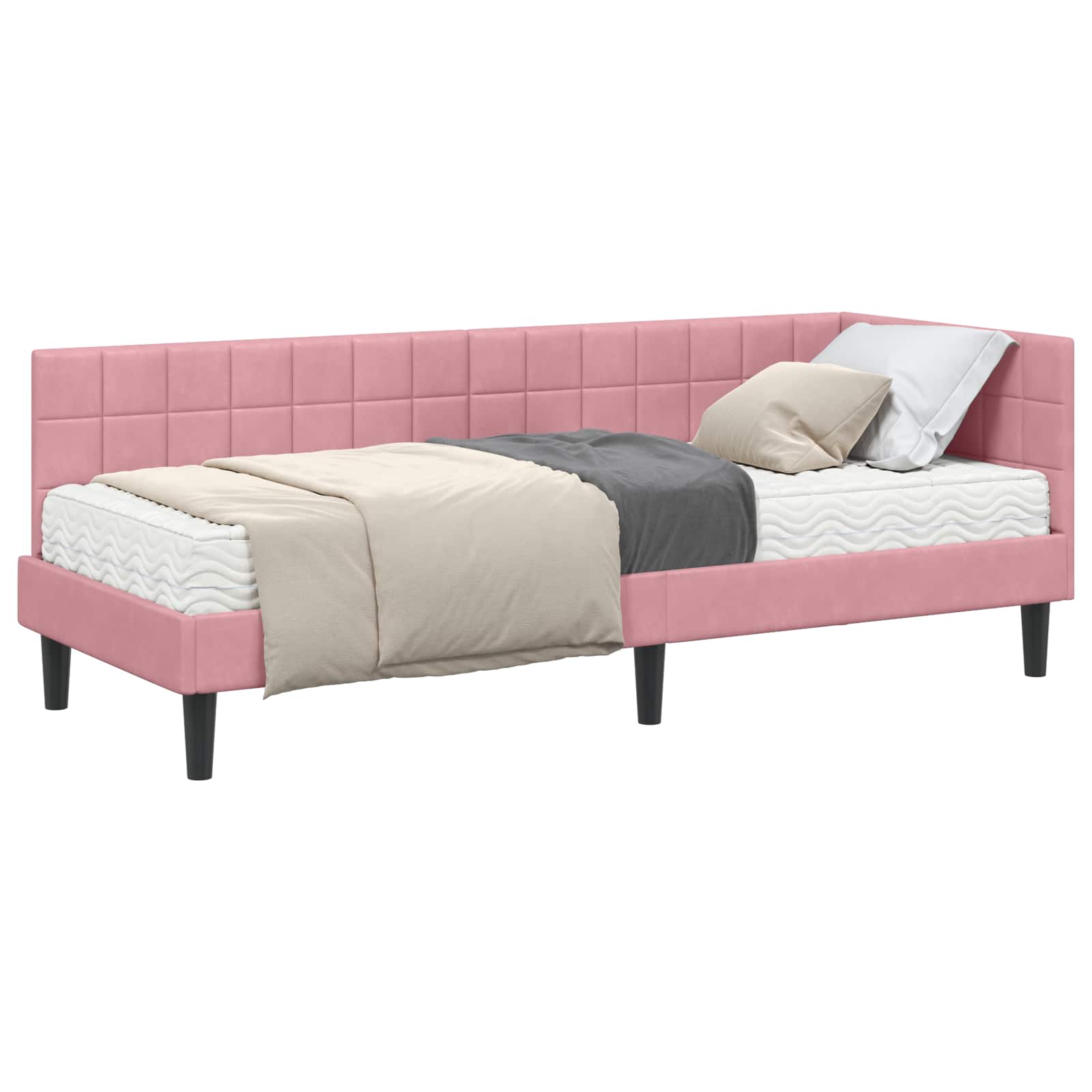 Cadre de lit d'angle avec matelas 2 pcs Gris Velours - XIOS
