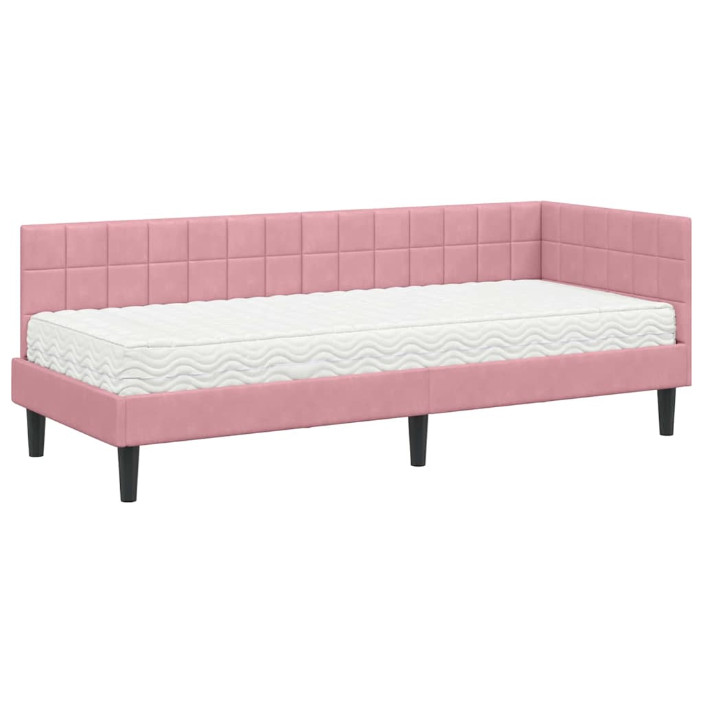 Cadre de lit d'angle avec matelas 2 pcs Gris Velours - XIOS