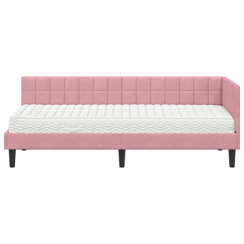 Cadre de lit d'angle avec matelas 2 pcs Gris Velours - XIOS