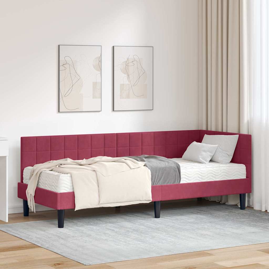 Cadre de lit d'angle avec matelas 2 pcs Vert Velours - XIOS