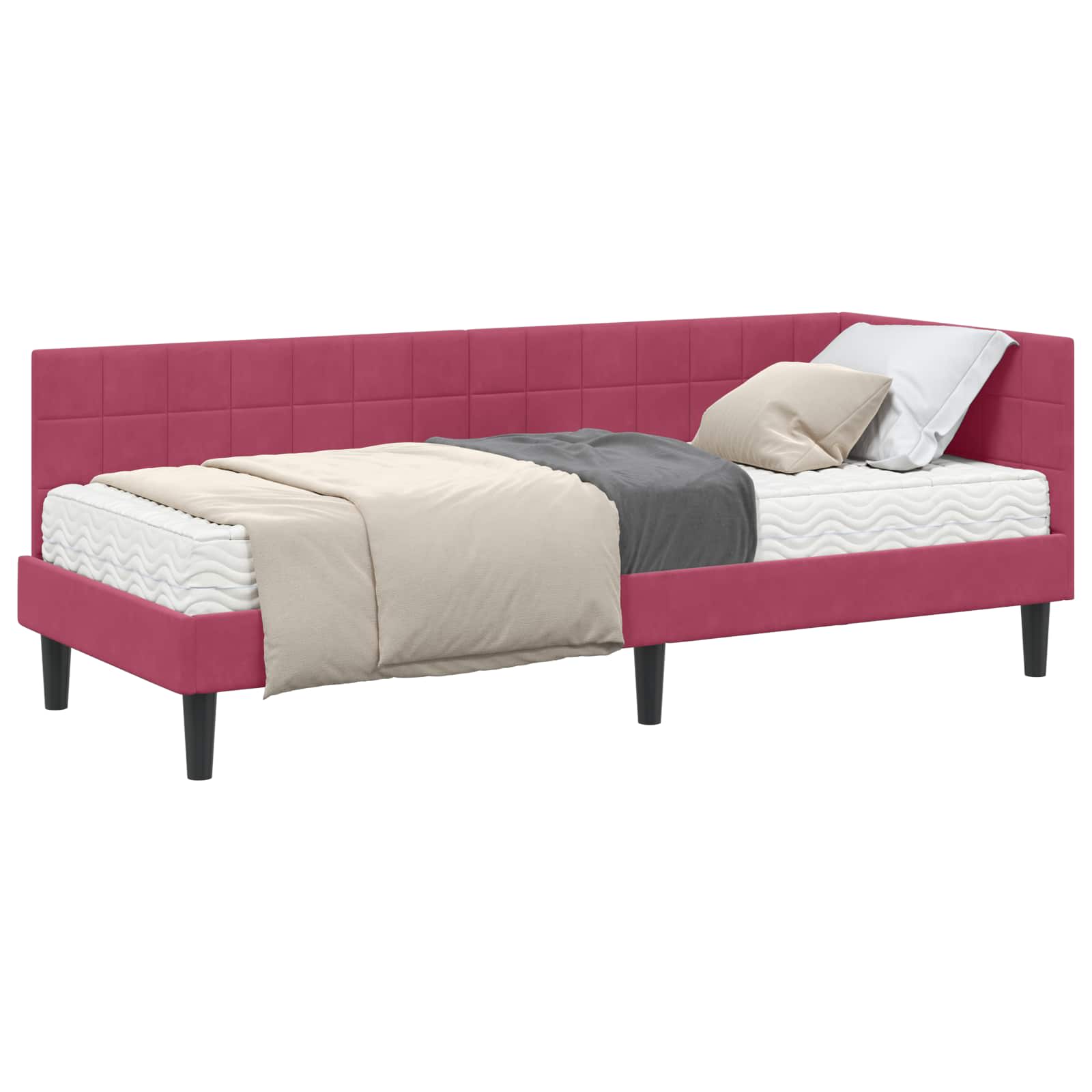 Cadre de lit d'angle avec matelas 2 pcs Vert Velours - XIOS
