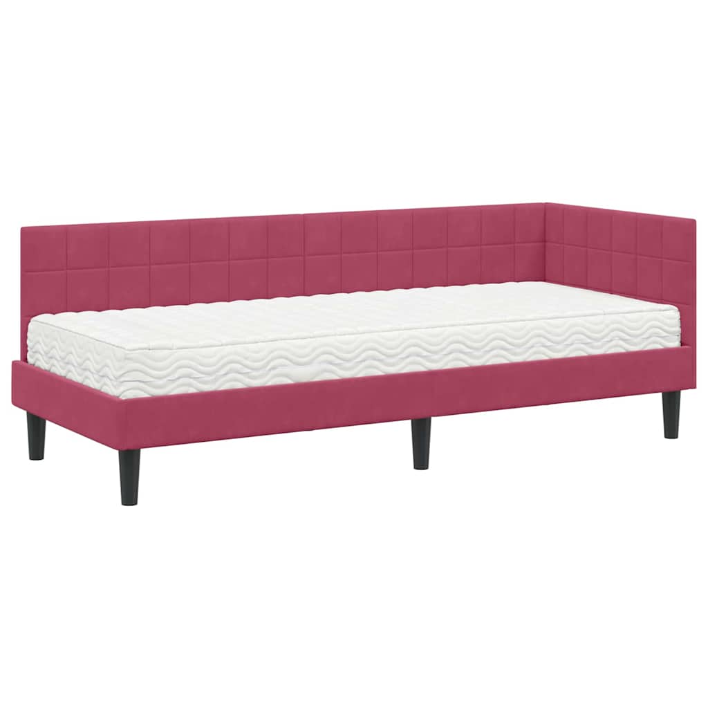 Cadre de lit d'angle avec matelas 2 pcs Vert Velours - XIOS