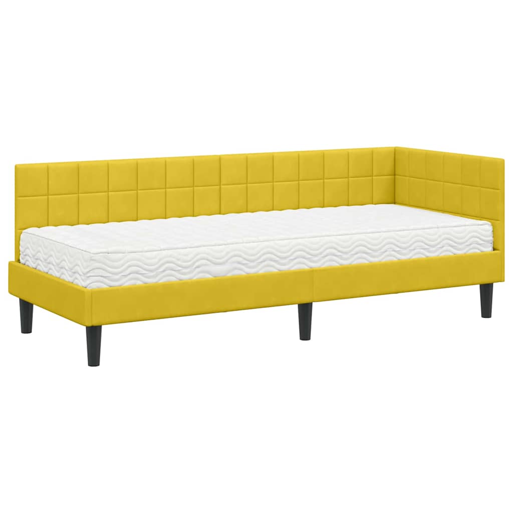 Cadre de lit d'angle avec matelas 2 pcs Jaune Velours - XIOS