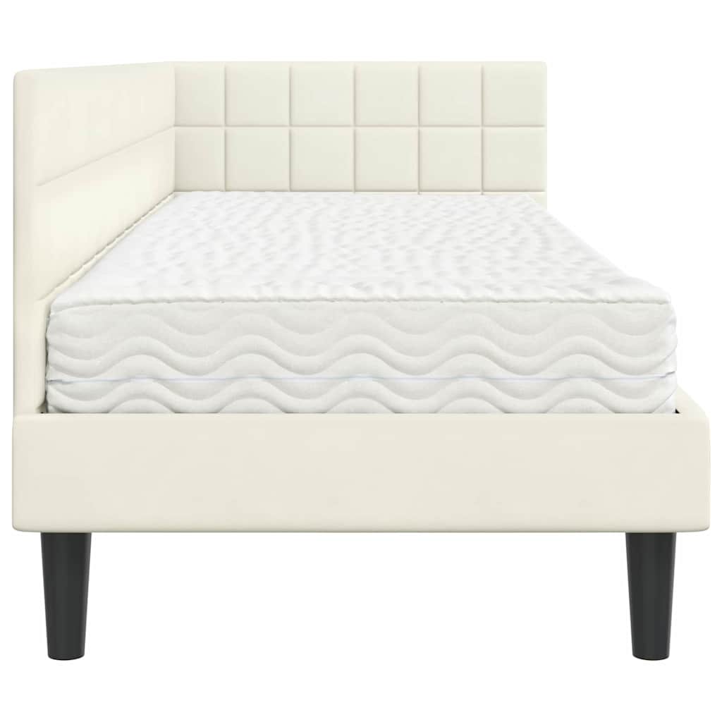 Cadre de lit d'angle avec matelas 2 pcs Crème Velours - XIOS