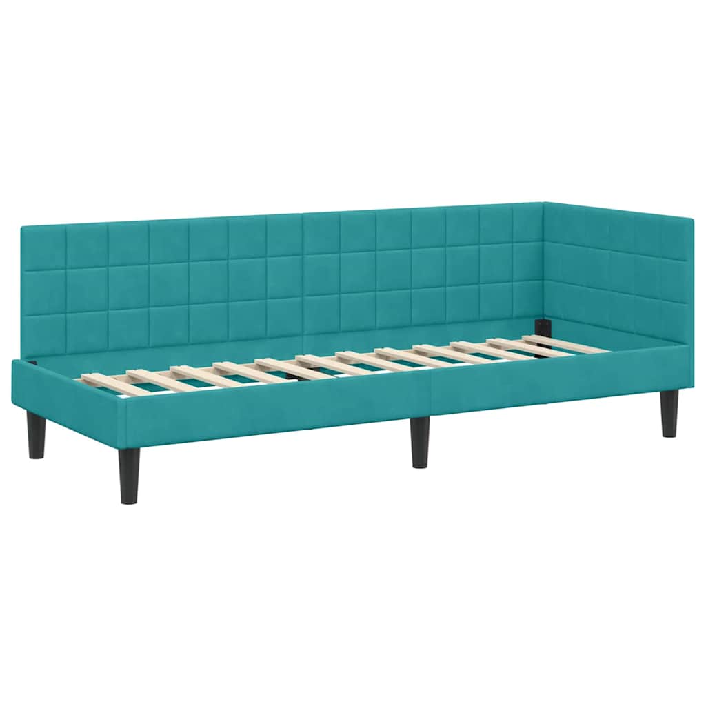 Cadre de lit d'angle avec matelas 2 pcs Turquoise Velours - XIOS