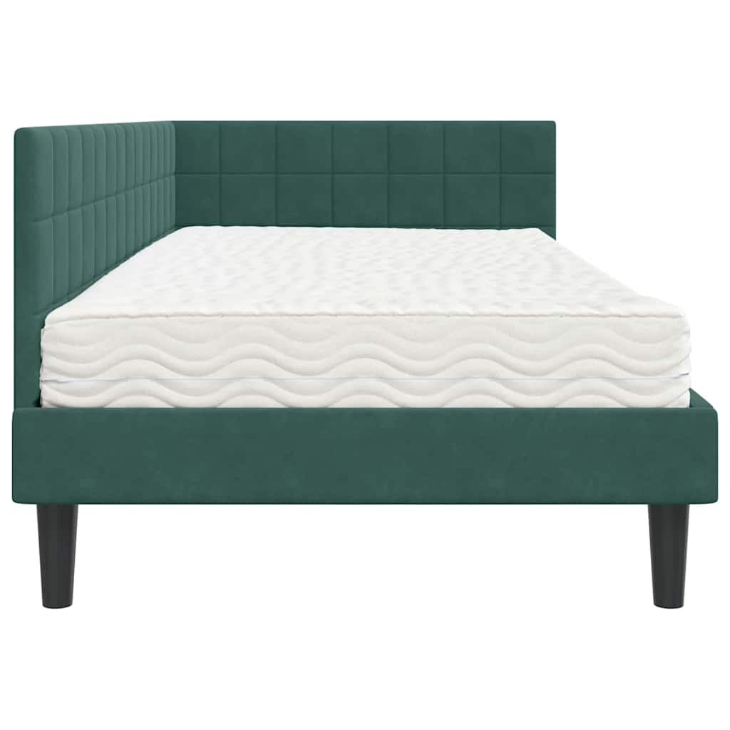 Cadre de lit d'angle avec matelas 2 pcs Vert Velours - XIOS