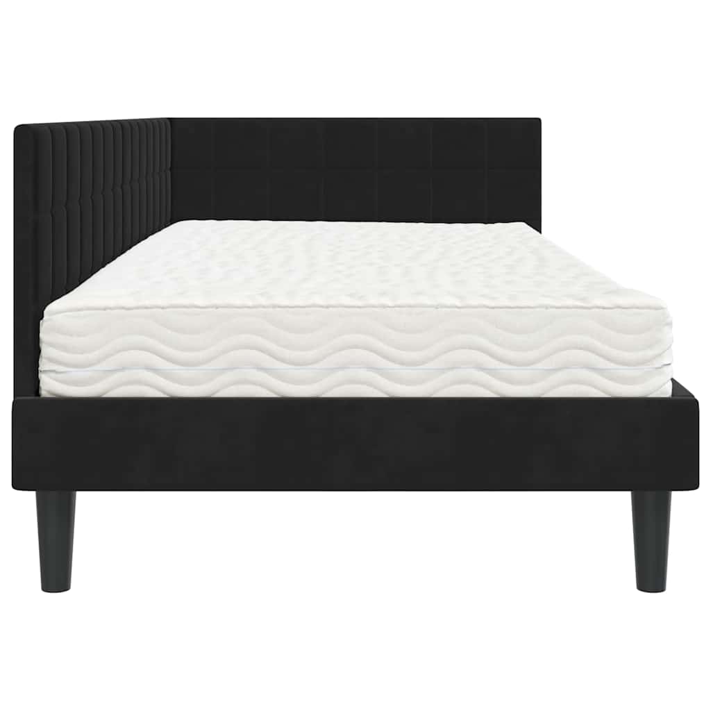 Cadre de lit d'angle avec matelas 2 pcs Noir Velours - XIOS