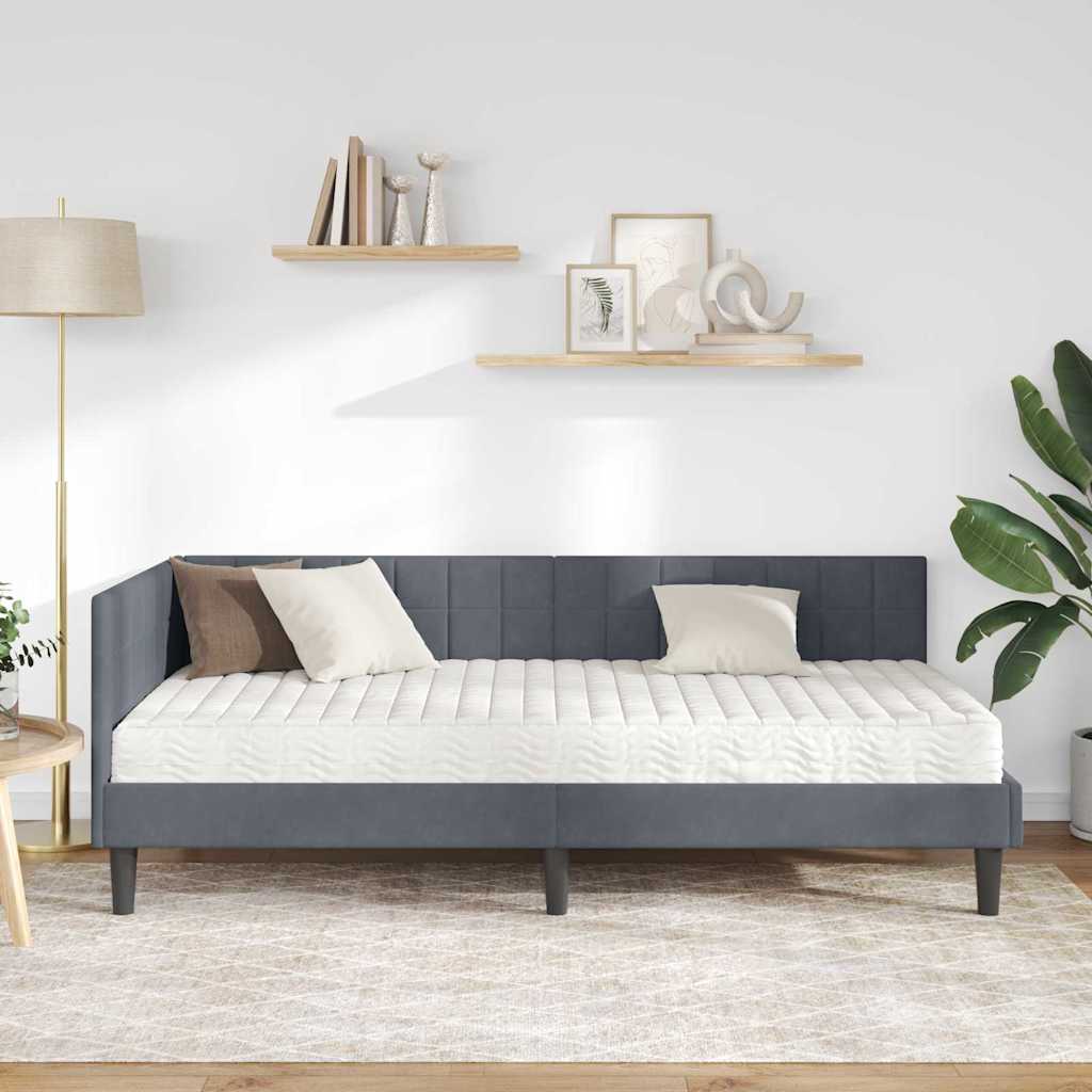 Cadre de lit d'angle avec matelas 2 pcs Gris Velours - XIOS
