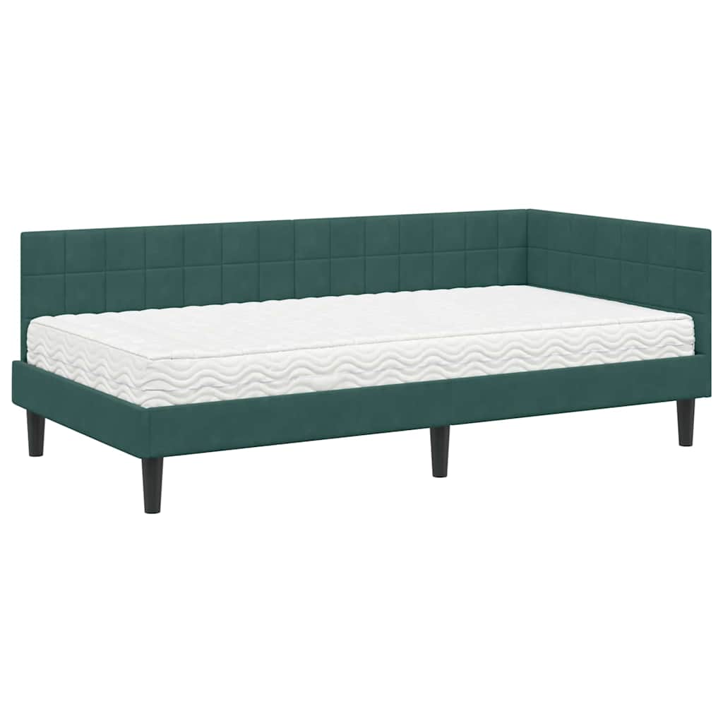 Cadre de lit d'angle avec matelas 2 pcs Vert Velours - XIOS