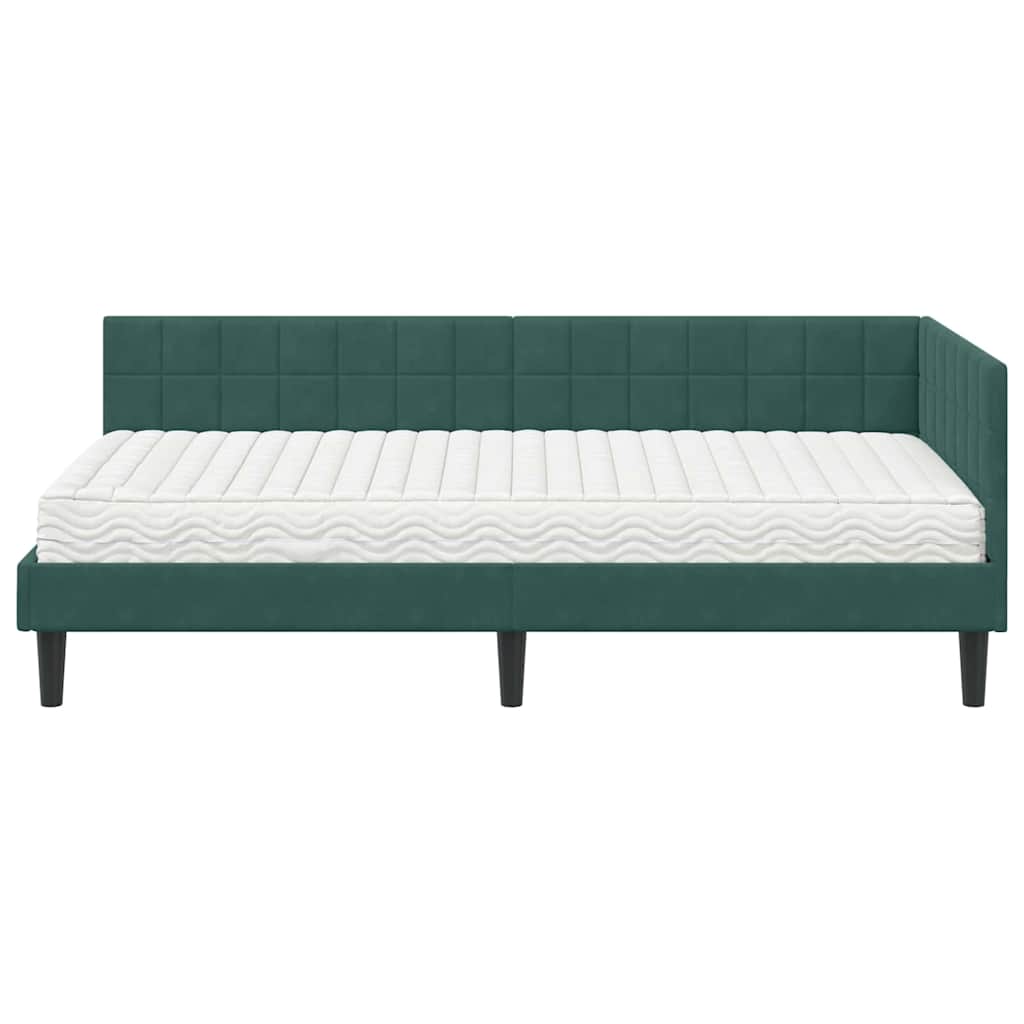 Cadre de lit d'angle avec matelas 2 pcs Vert Velours - XIOS