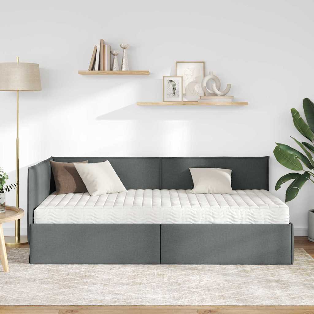 Cadre de lit d'angle avec matelas 2 pcs Gris Velours - XIOS