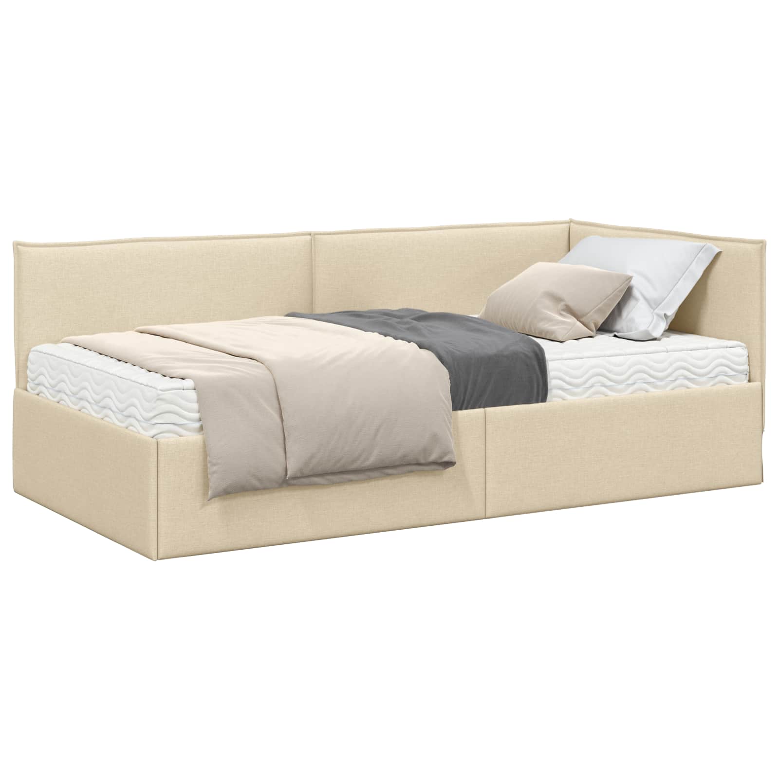 Cadre de lit d'angle avec matelas 2 pcs Crème Velours - XIOS
