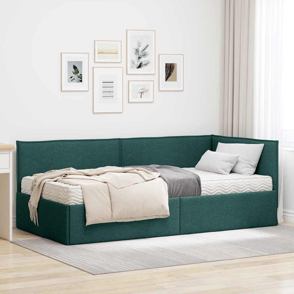 Cadre de lit d'angle avec matelas 2 pcs Vert Velours - XIOS
