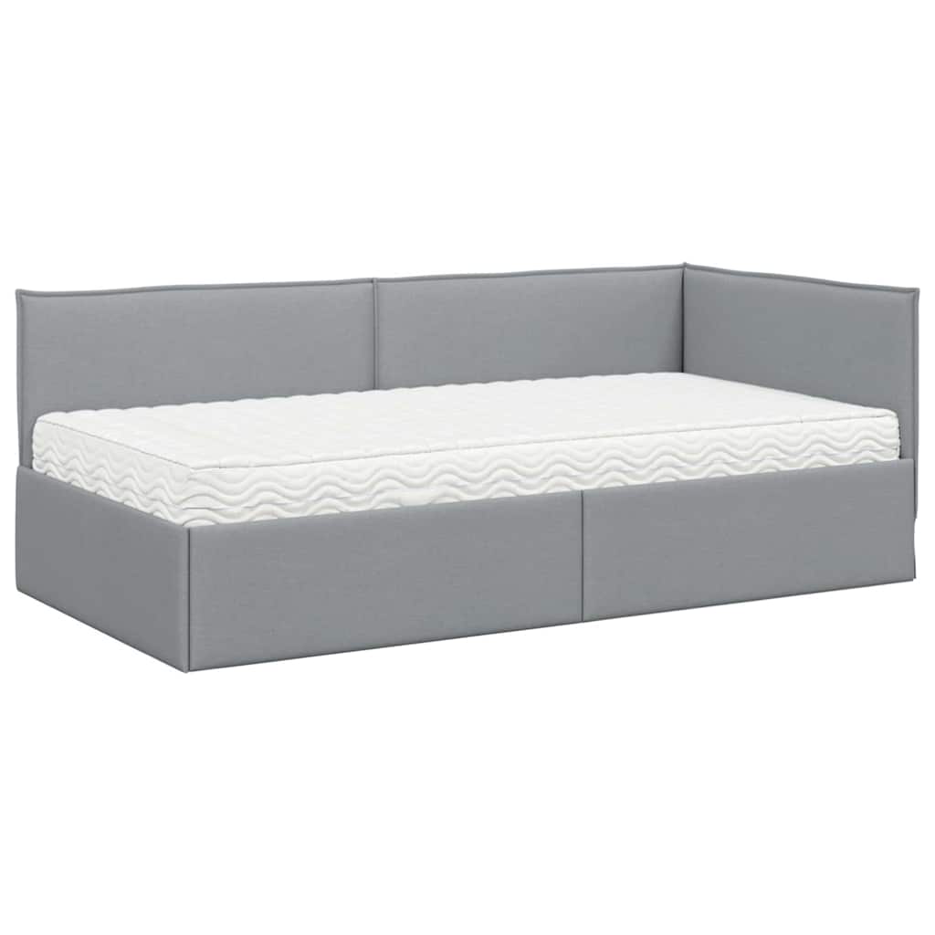 Cadre de lit d'angle avec matelas 2 pcs Gris clair Velours - XIOS