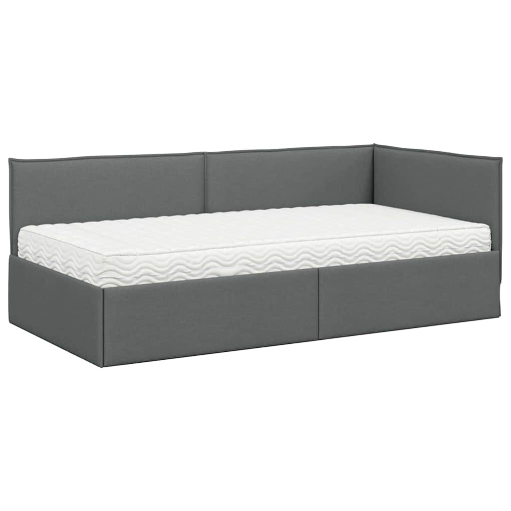 Cadre de lit d'angle avec matelas 2 pcs Gris Velours - XIOS