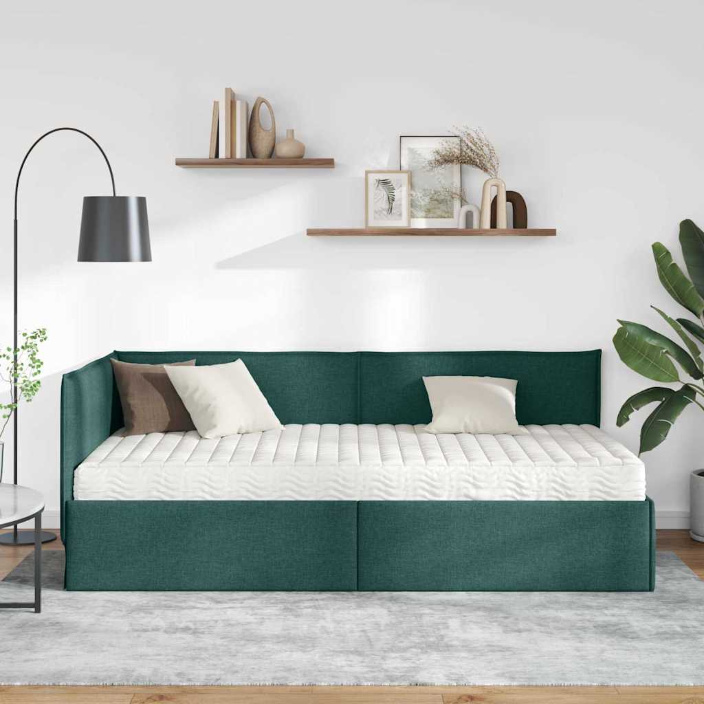 Cadre de lit d'angle avec matelas 2 pcs Vert Velours - XIOS