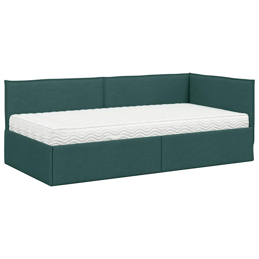 Cadre de lit d'angle avec matelas 2 pcs Vert Velours - XIOS