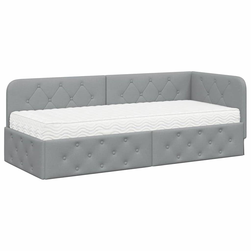 Cadre de lit d'angle Gris clair 80 x 200 cm tissu - XIOS