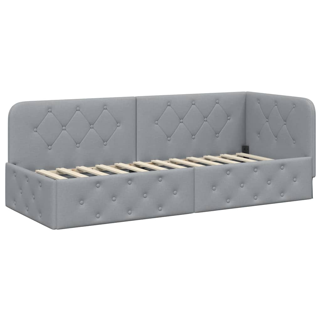 Cadre de lit d'angle Gris clair 80 x 200 cm tissu - XIOS