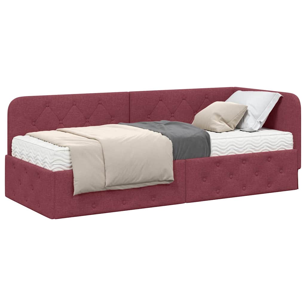 Cadre de lit d'angle Bordeaux 80 x 200 cm tissu - XIOS