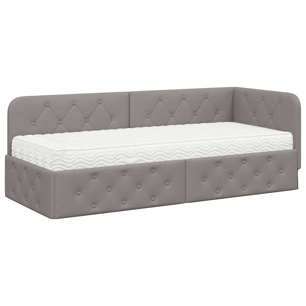 Cadre de lit d'angle Taupe 80 x 200 cm tissu - XIOS
