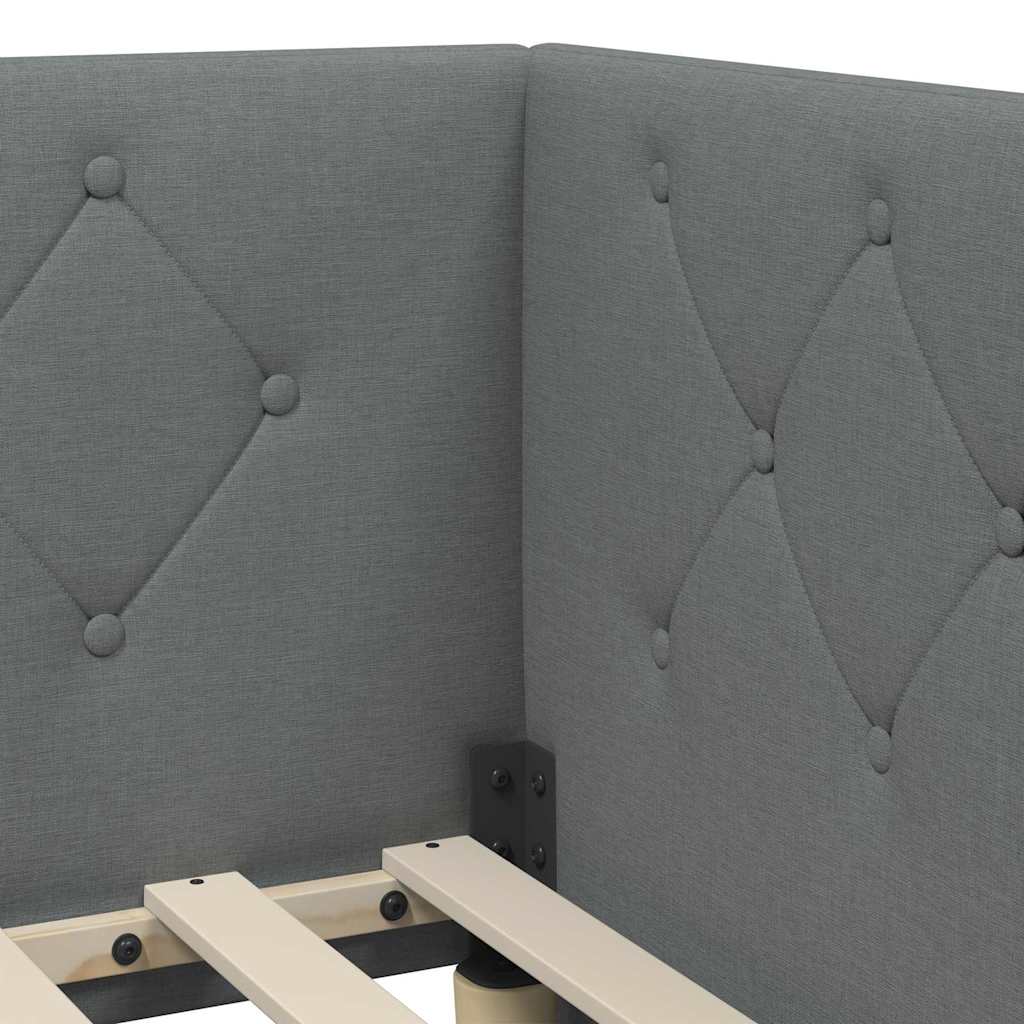 Cadre de lit d'angle Gris foncé 90 x 200 cm tissu - XIOS