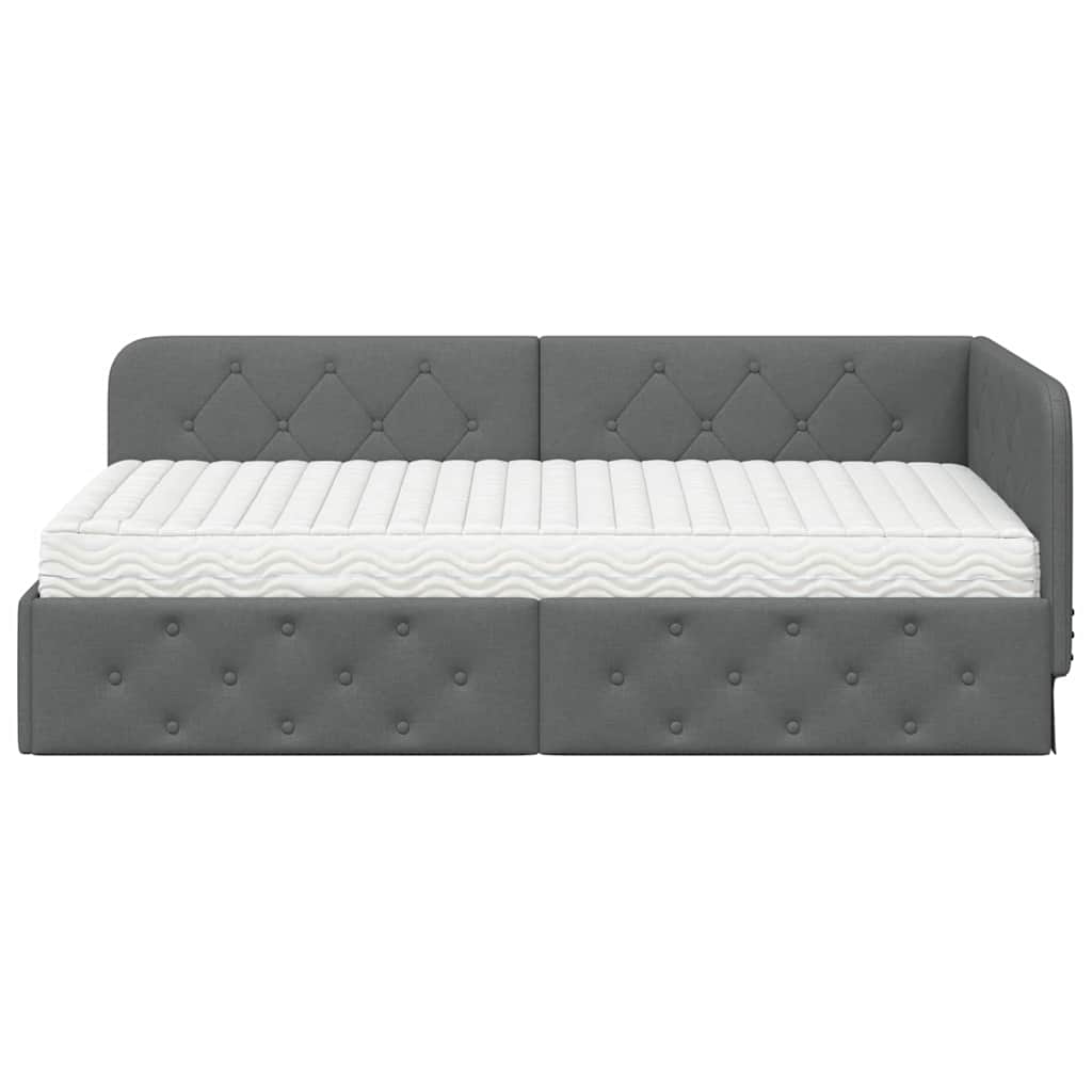 Cadre de lit d'angle Gris foncé 90 x 200 cm tissu - XIOS