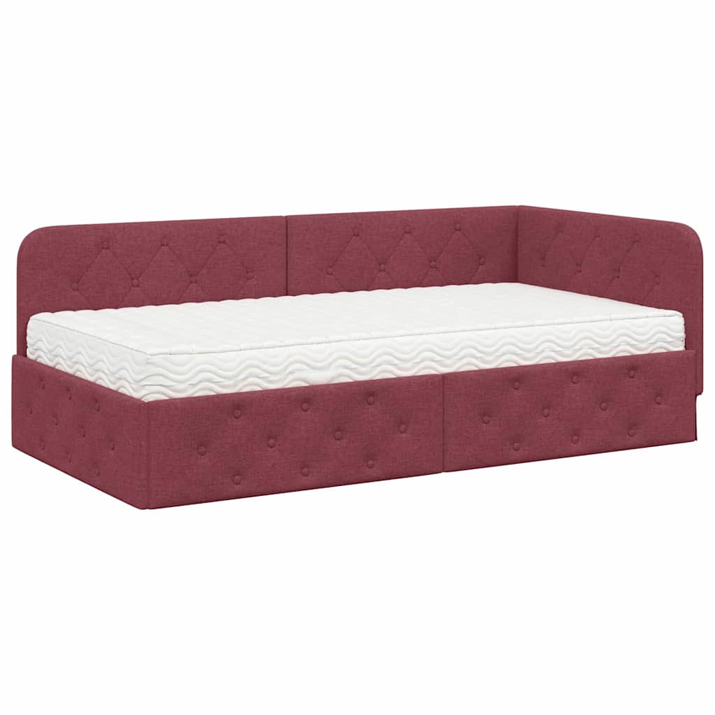 Cadre de lit d'angle Bordeaux 90 x 200 cm tissu - XIOS