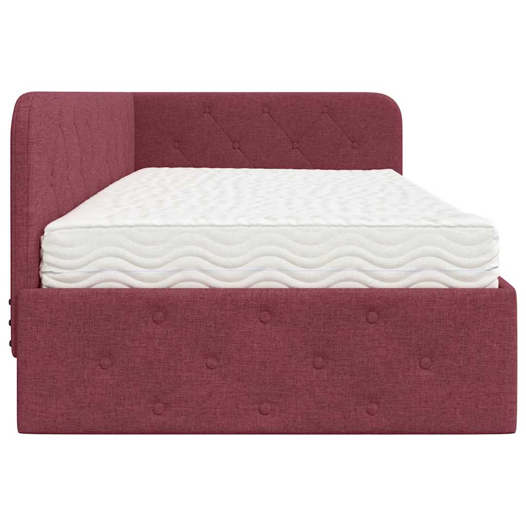 Cadre de lit d'angle Bordeaux 90 x 200 cm tissu - XIOS