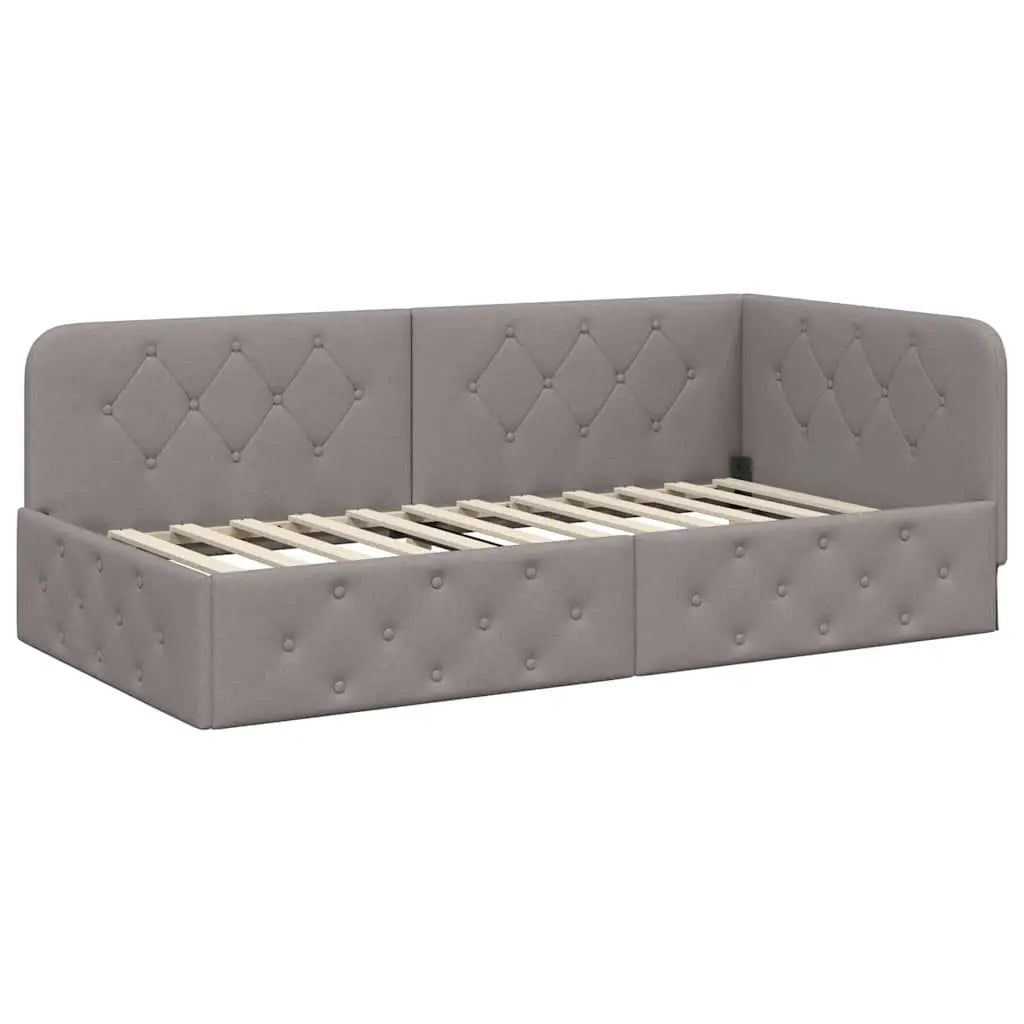 Cadre de lit d’angle Taupe 90 x 200 cm tissu - XIOS
