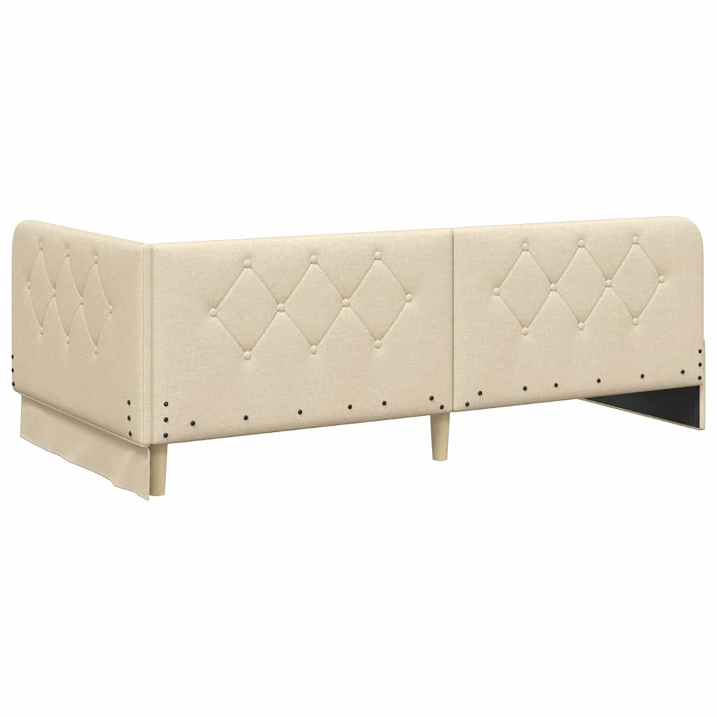Cadre de lit d'angle Crème 90 x 200 cm tissu - XIOS