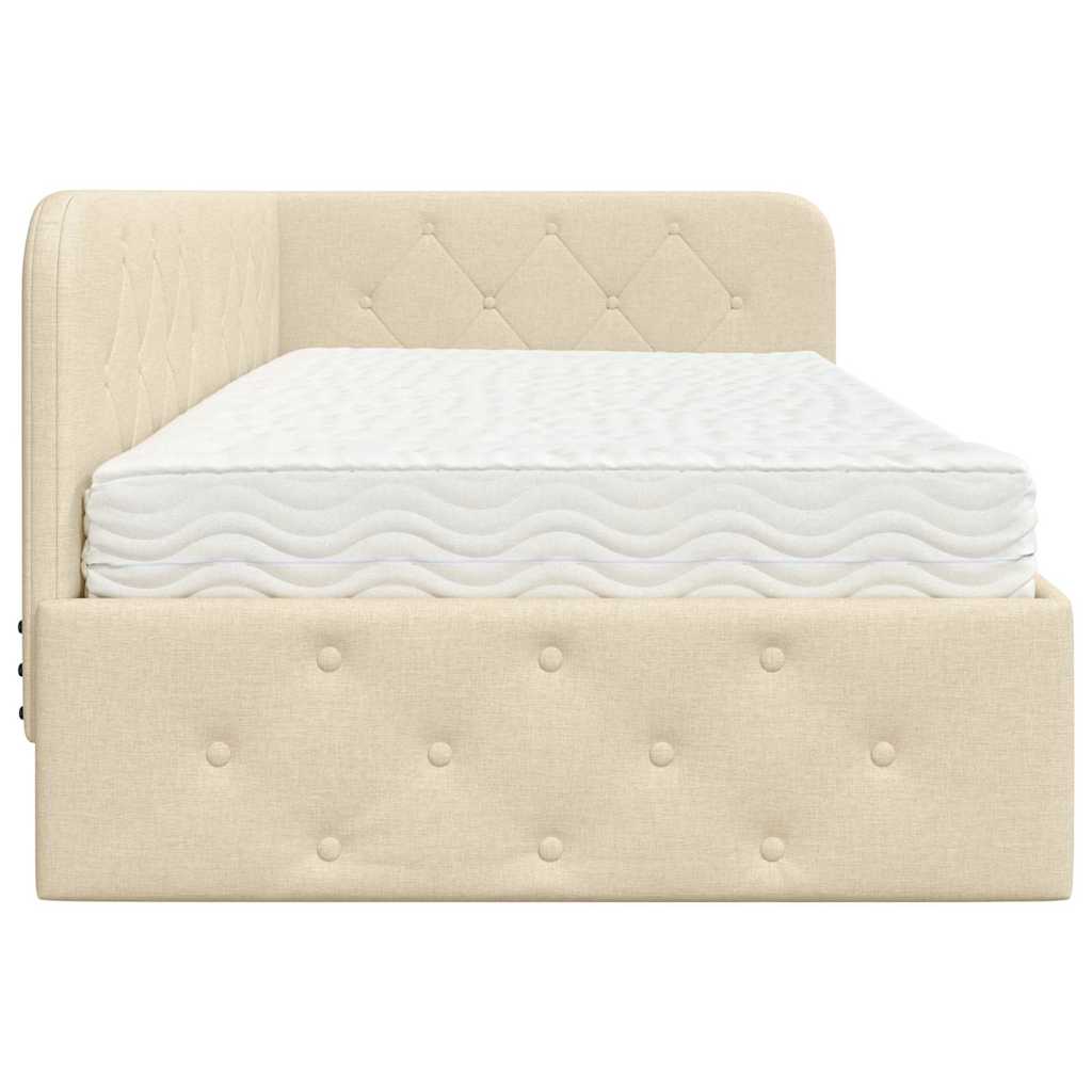 Cadre de lit d'angle Crème 90 x 200 cm tissu - XIOS