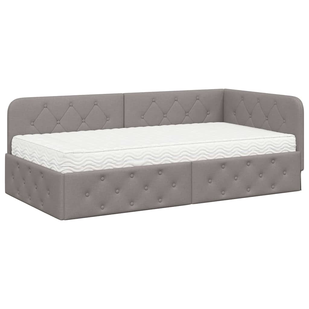 Cadre de lit d'angle Taupe 100 x 200 cm tissu - XIOS