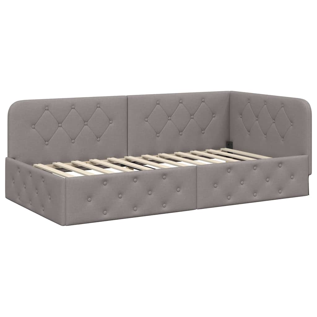 Cadre de lit d'angle Taupe 100 x 200 cm tissu - XIOS