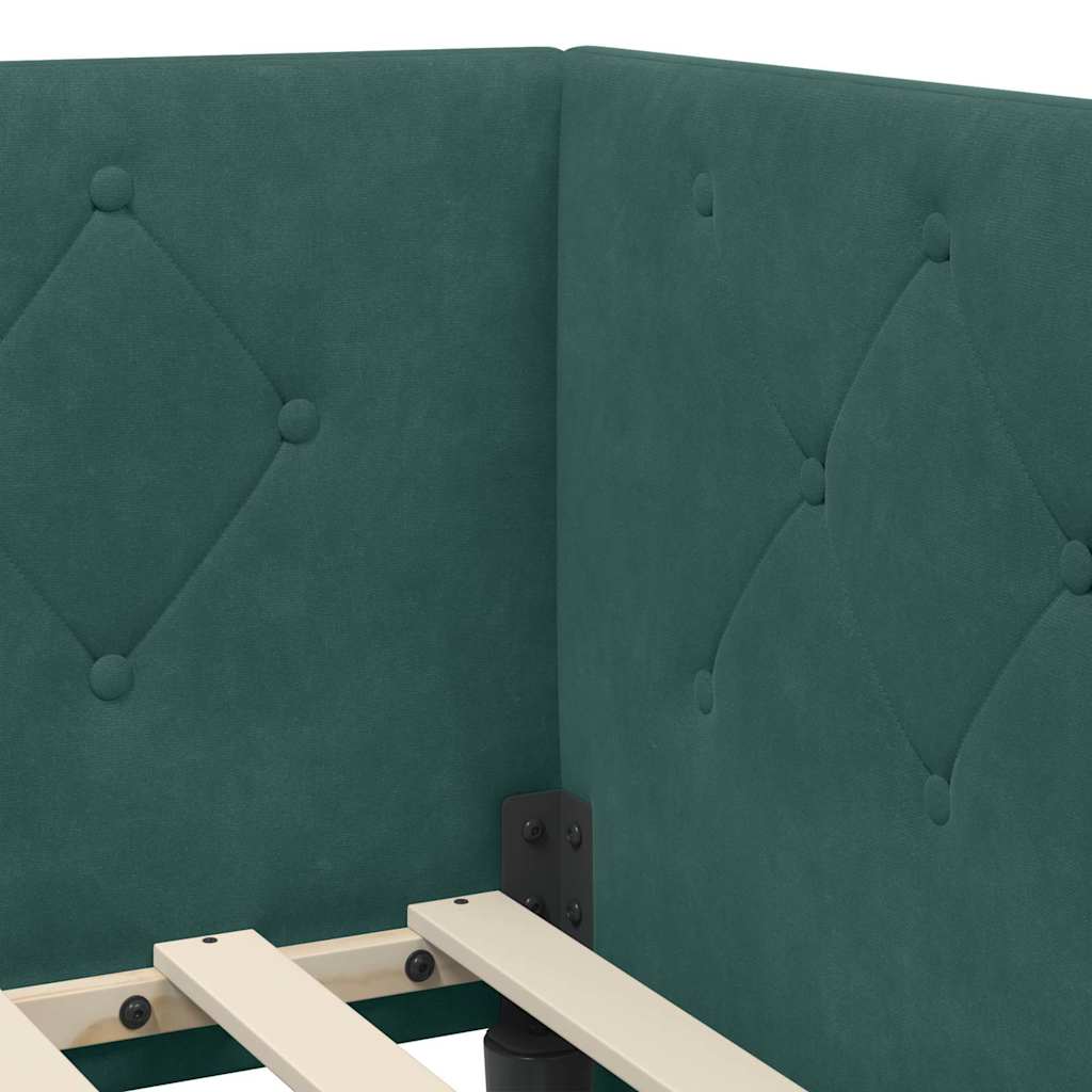 Cadre de lit d'angle Vert foncé 80 x 200 cm Velours - XIOS