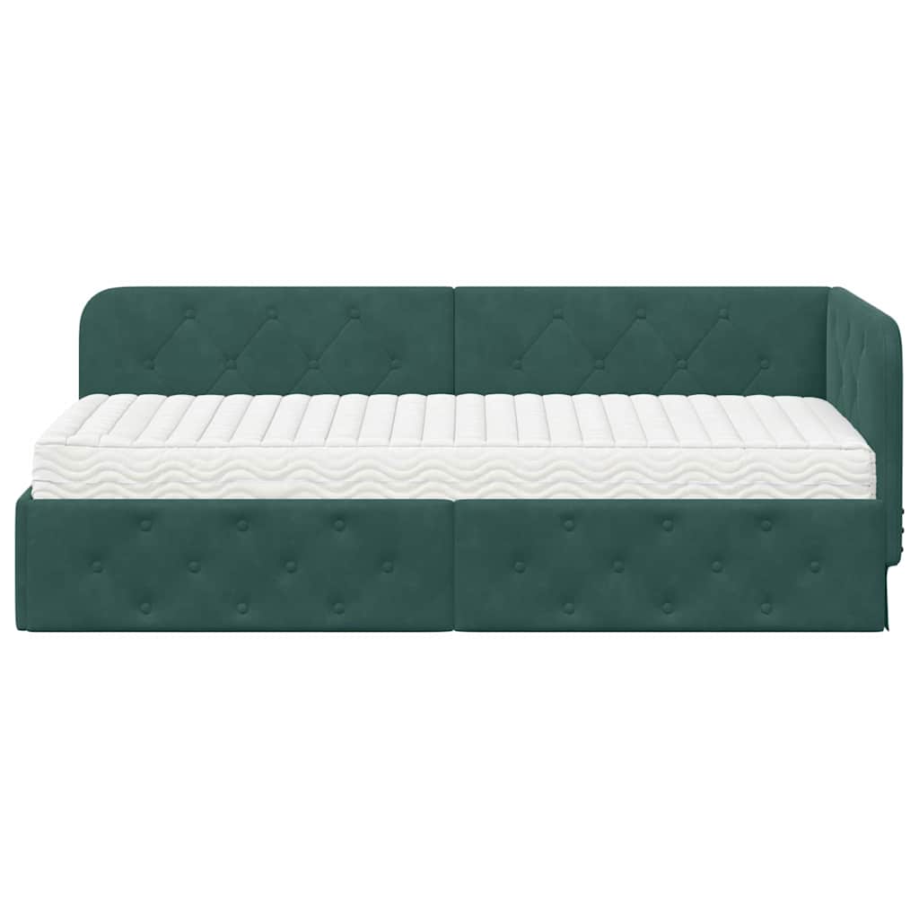 Cadre de lit d'angle Vert foncé 80 x 200 cm Velours - XIOS